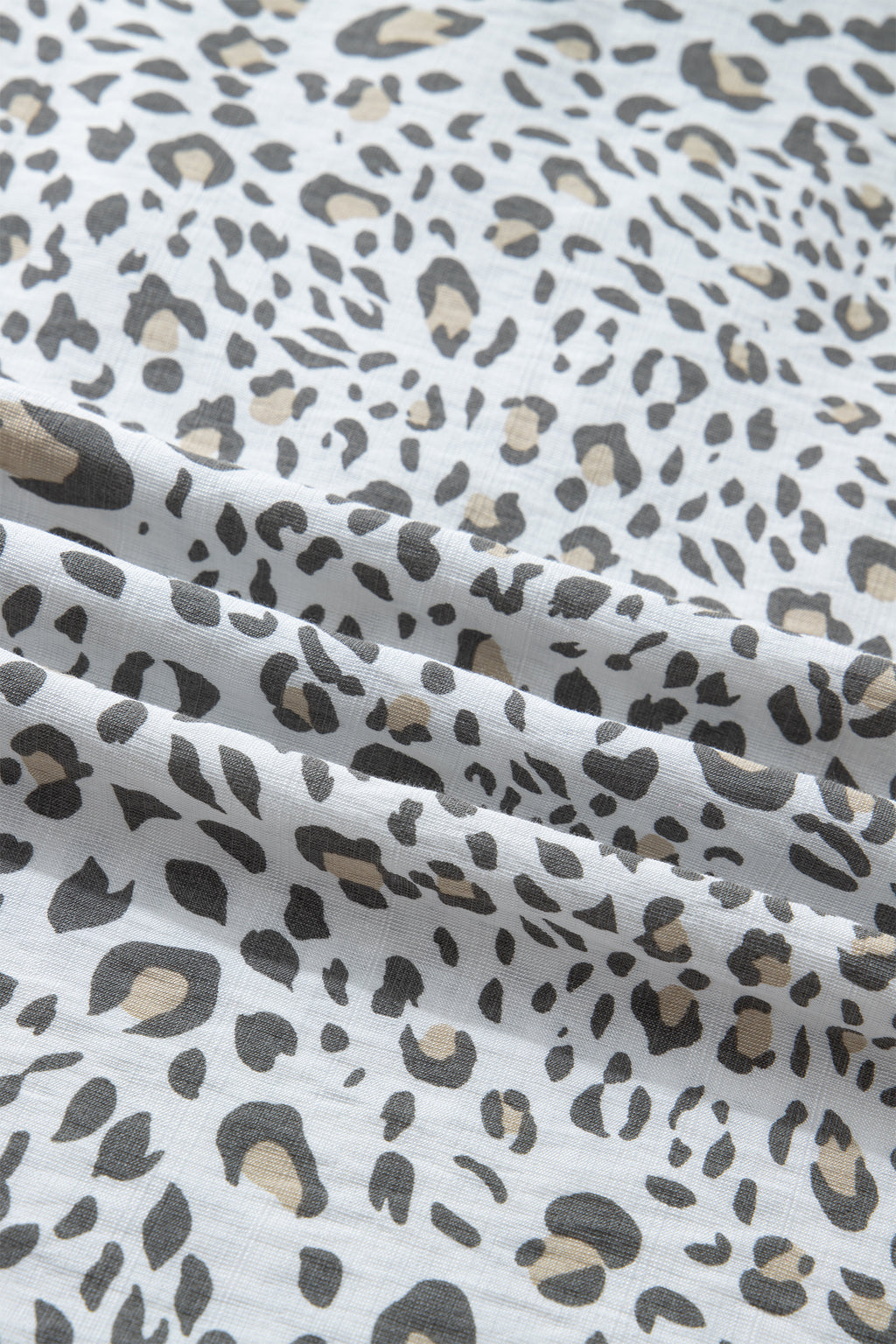 White Leopard Printed Color Block Patchwork V Neck Cap Sleeve Blouse