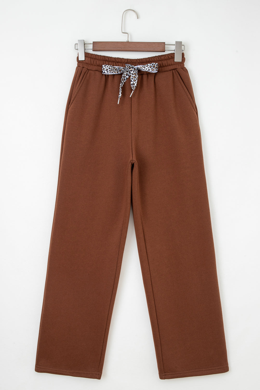 Gray Morn Corduroy Leopard Drawstring High Waist Trousers