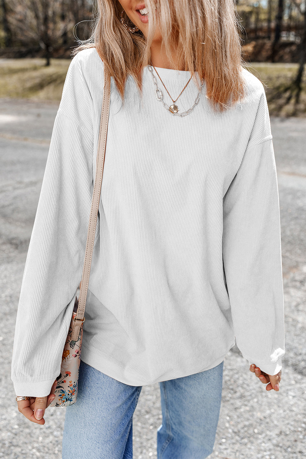 Grass Green Ribbed Corded Oversized Sweatshirt