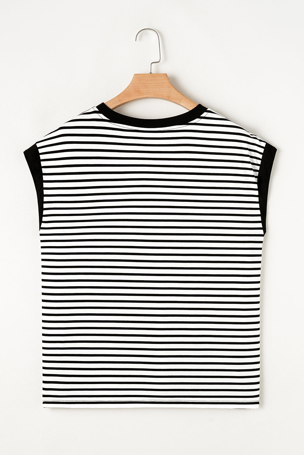 Red Stripe Chest Pocket Patch Round Neck Tank Top