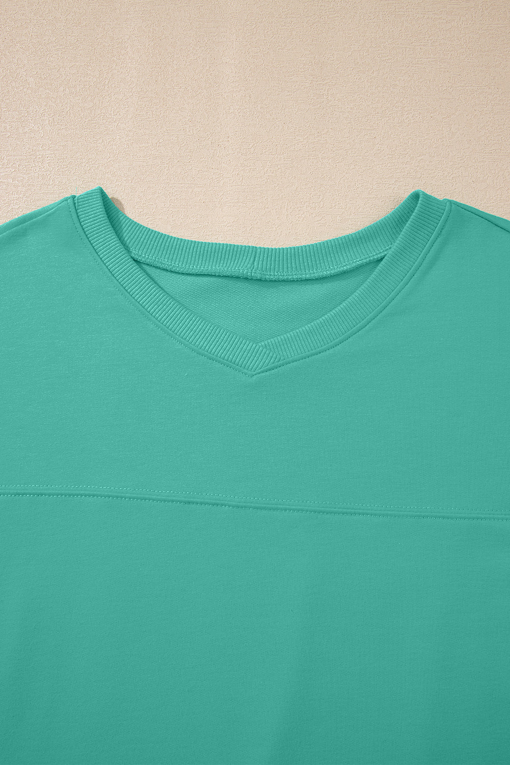 Meadow Mist Green Solid Loose V Neck Half Sleeve Tee and Shorts
