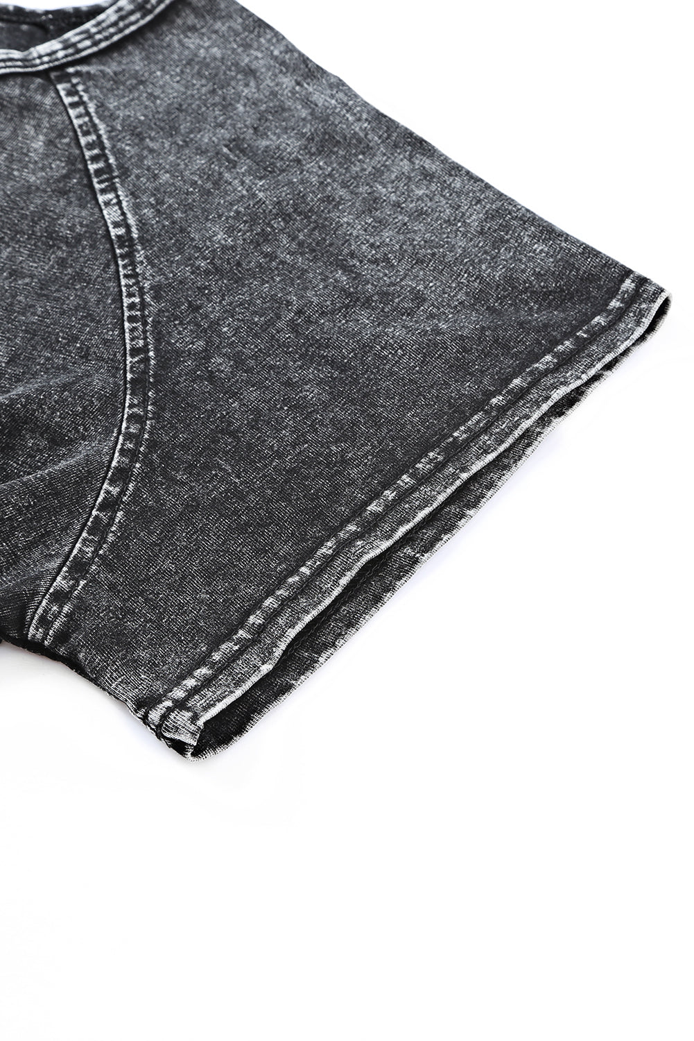 Black Acid Washed Short Lounge Set