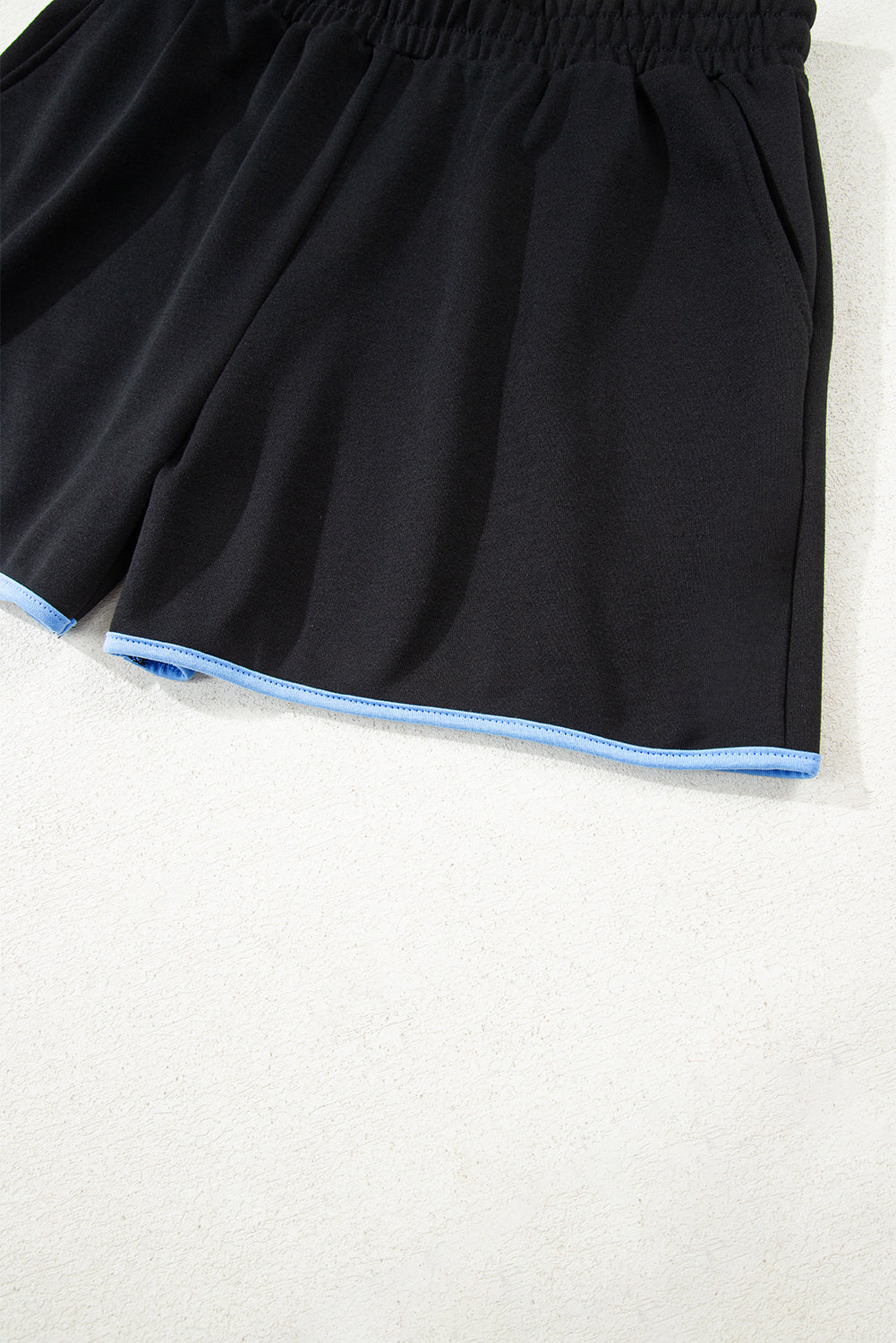 Red Dahlia Color Block Patchwork Half Button Pullover and Shorts 2pcs Outfit