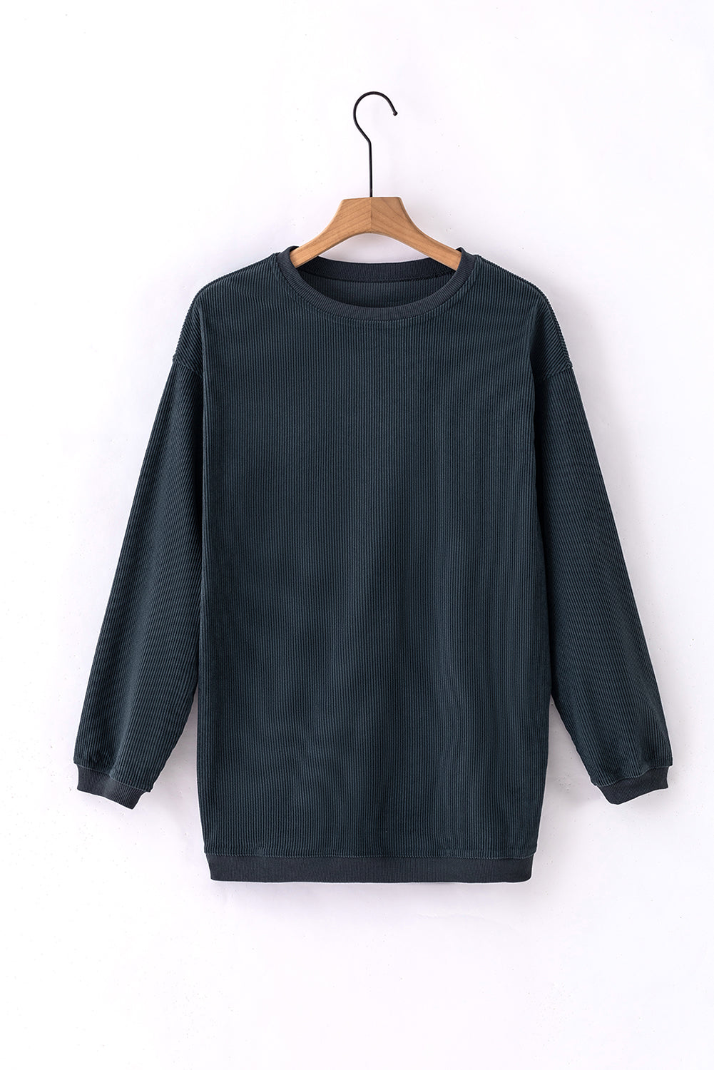Grass Green Ribbed Corded Oversized Sweatshirt