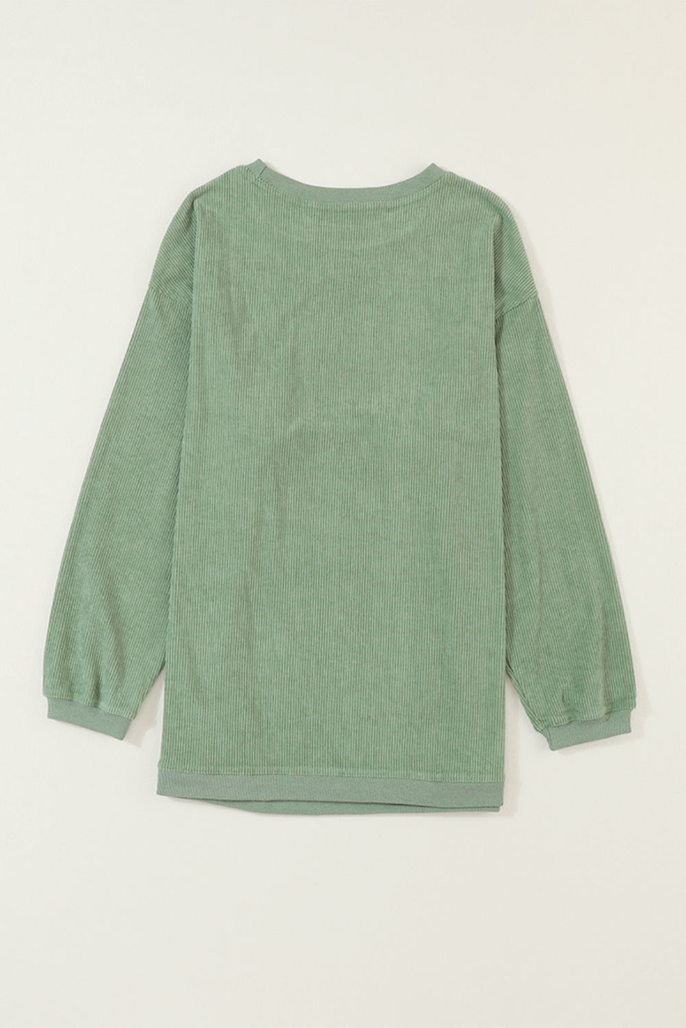 Grass Green Ribbed Corded Oversized Sweatshirt