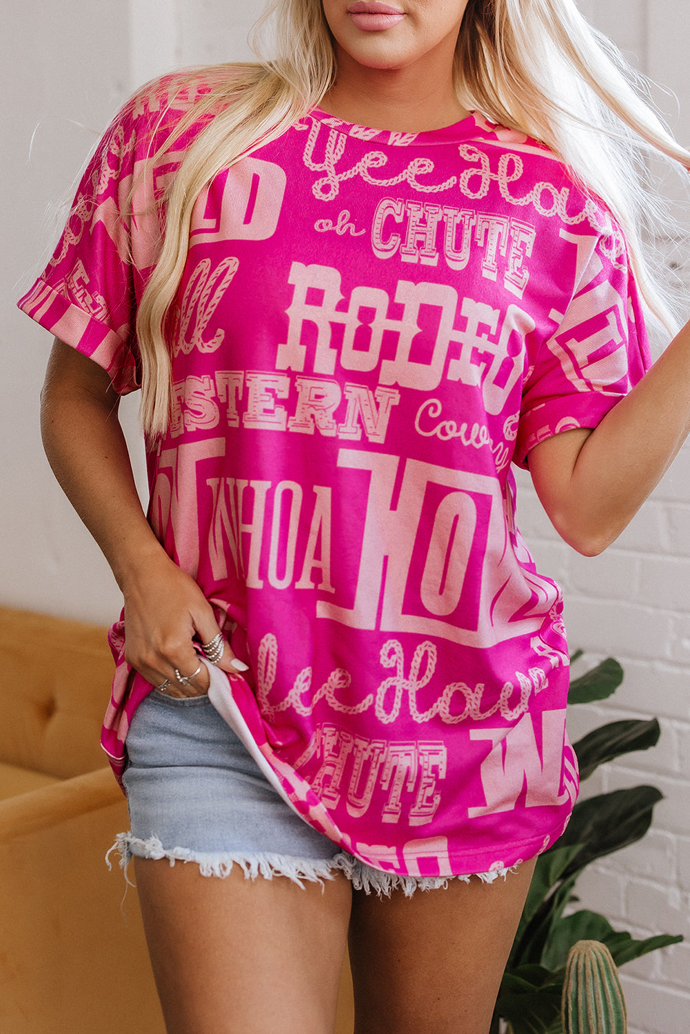 Dark Grey Howdy Cowboy Letter Printed Western Fashion Tee