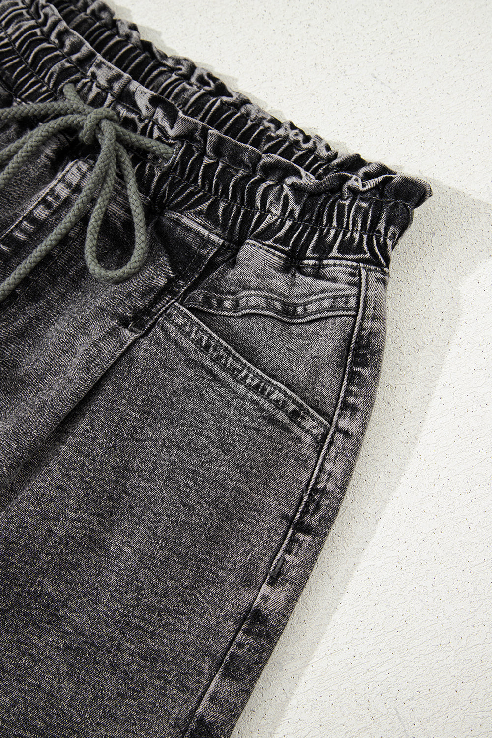 Ashleigh Blue Drawstring Elastic Waistband Casual Denim Shorts with Pockets