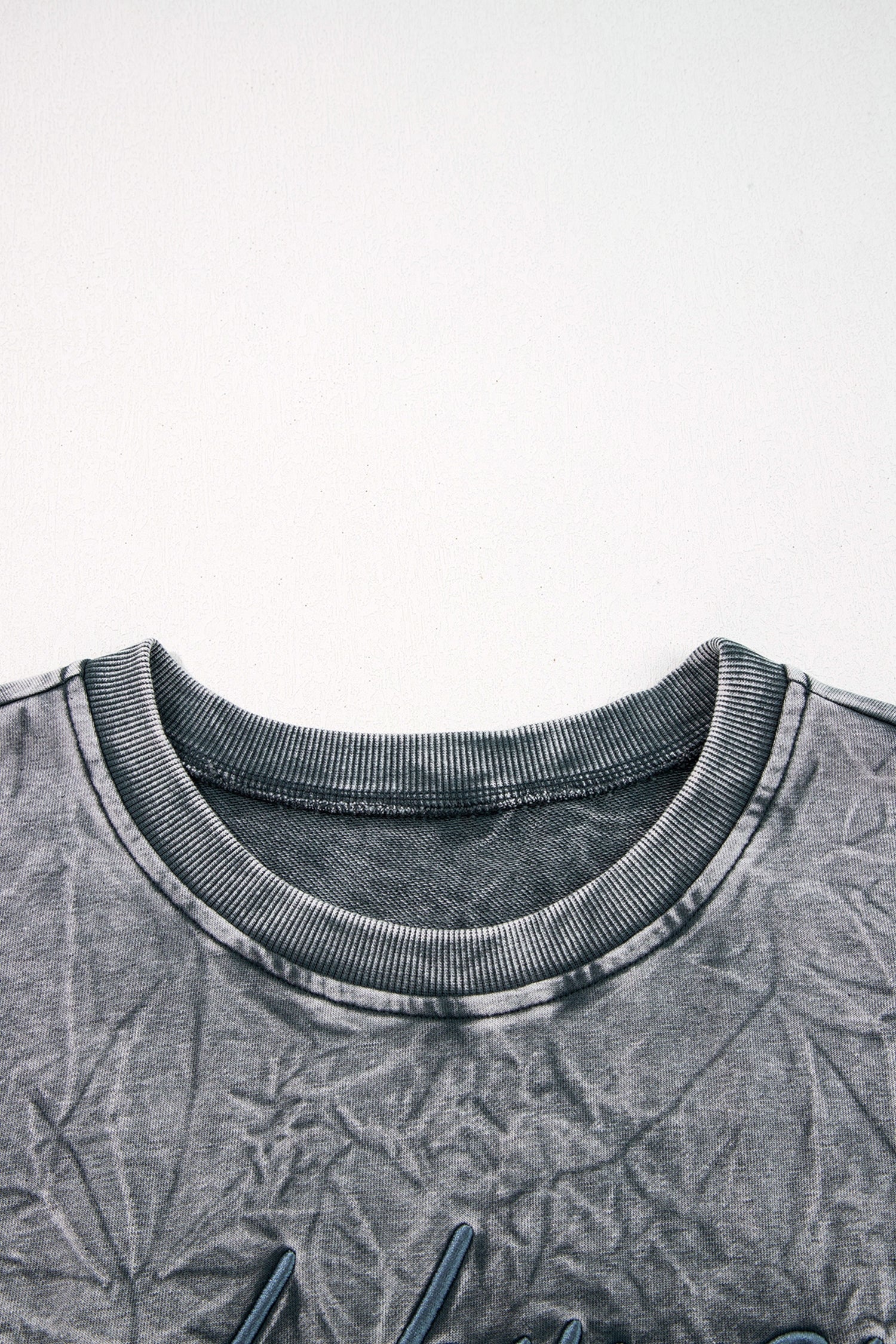 DUNE saved by grace Letter Embroidery Mineral Wash Loose Sweatshirt