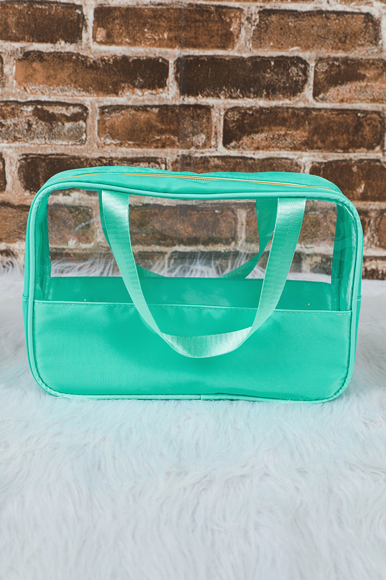 Light Pink TRAVEL Chenille Letter Clear PVC Makeup Bag