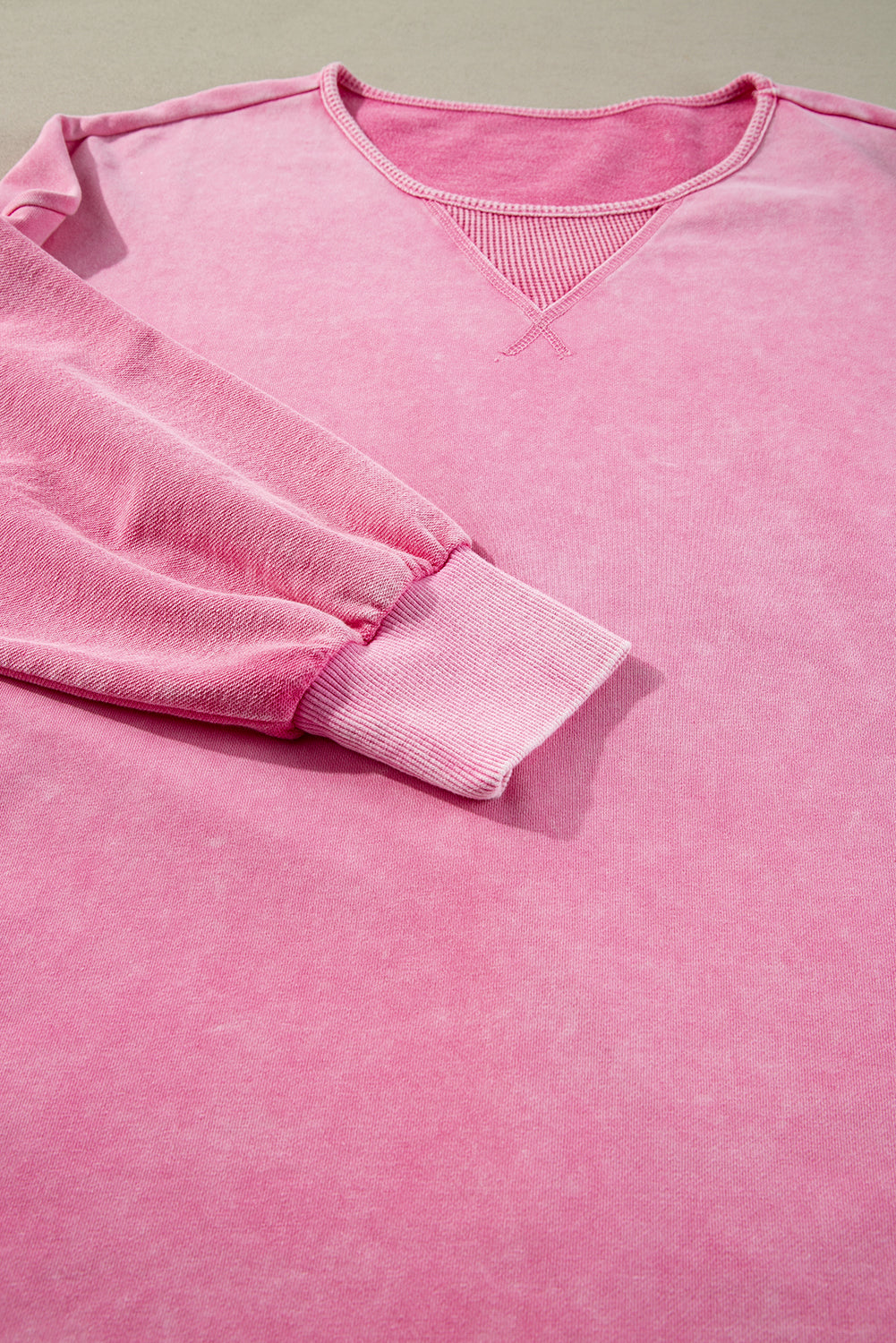 Orchid Petal Mineral Wash Drop Shoulder Pullover Sweatshirt