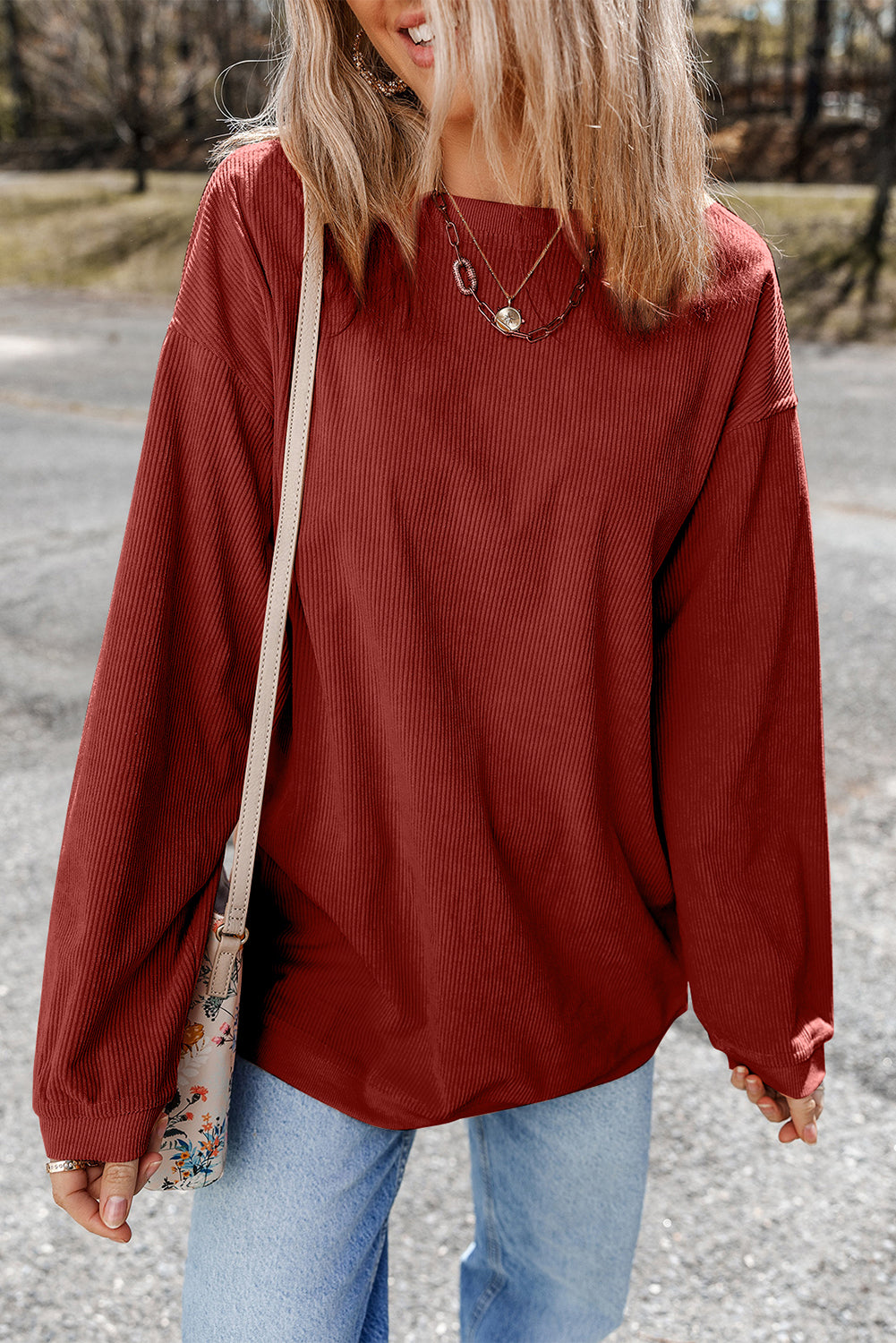 Grass Green Ribbed Corded Oversized Sweatshirt