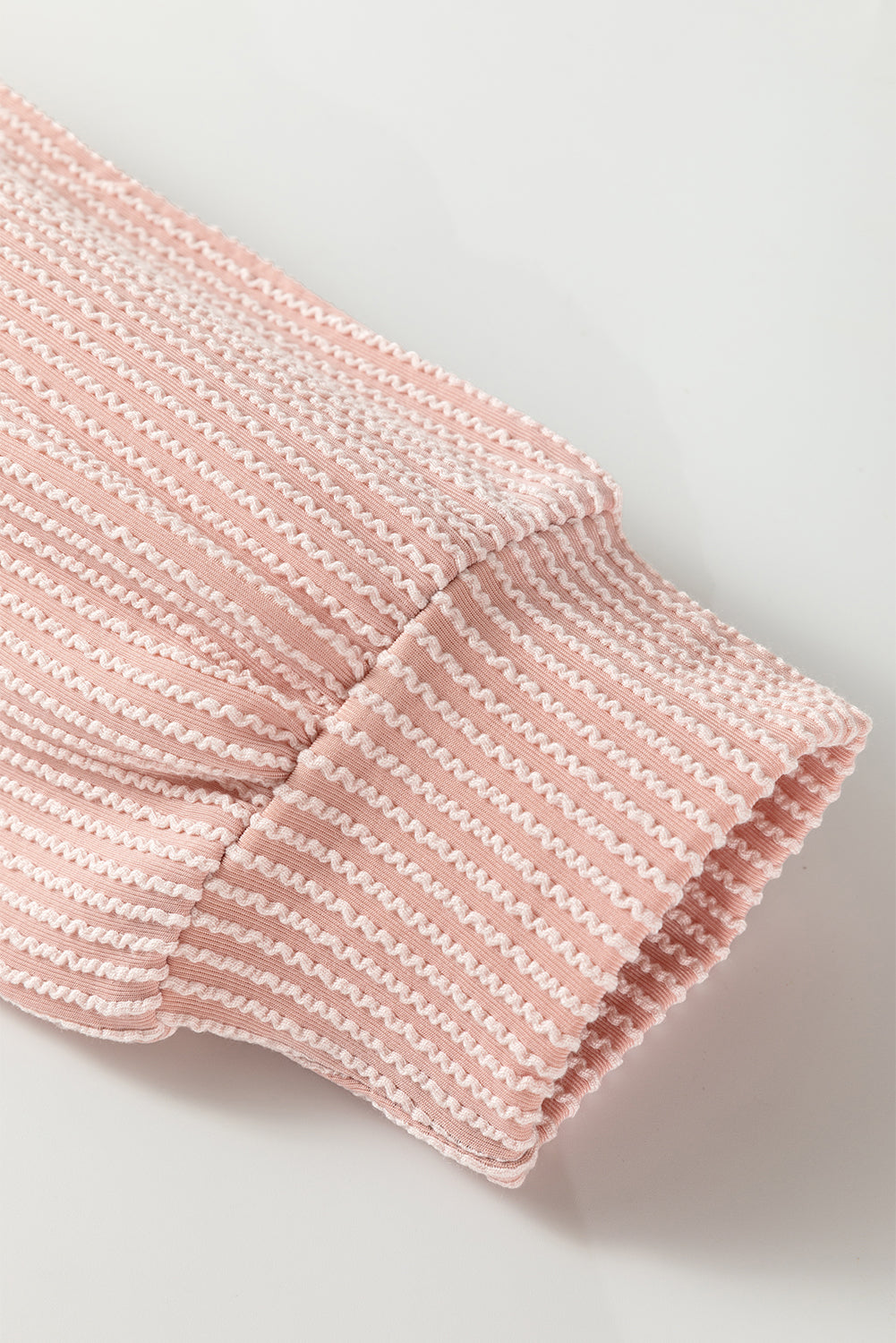 Pale Chestnut Color Block Corded Long Sleeve Top
