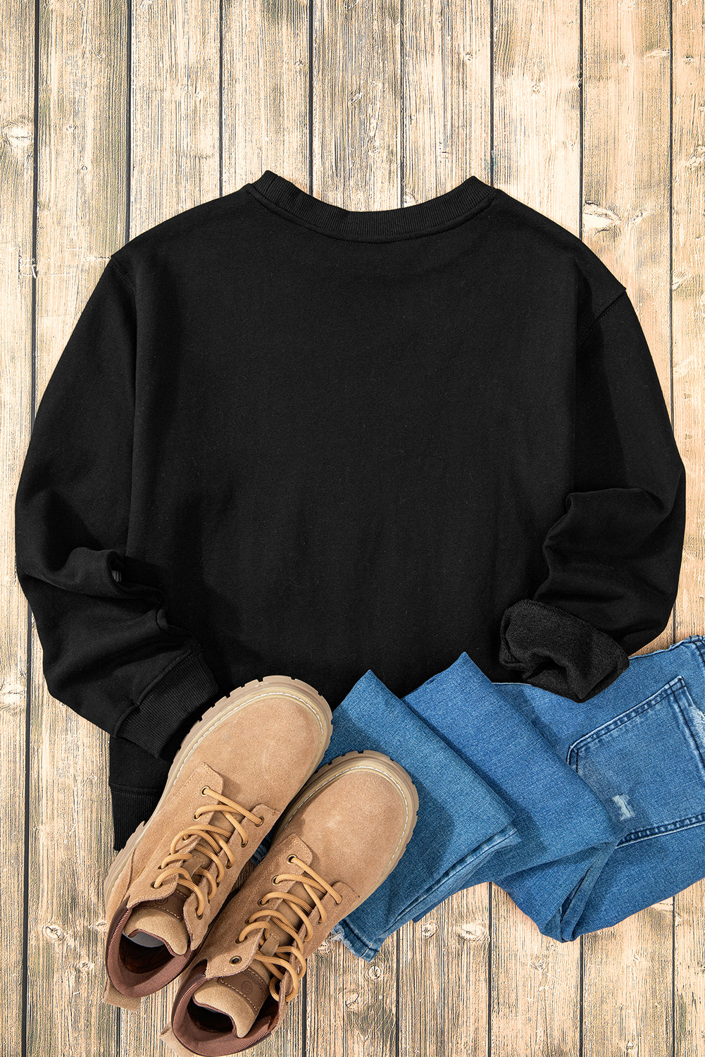 Russet Orange Solid Fleece Lined Drop Shoulder Terry Sweatshirt