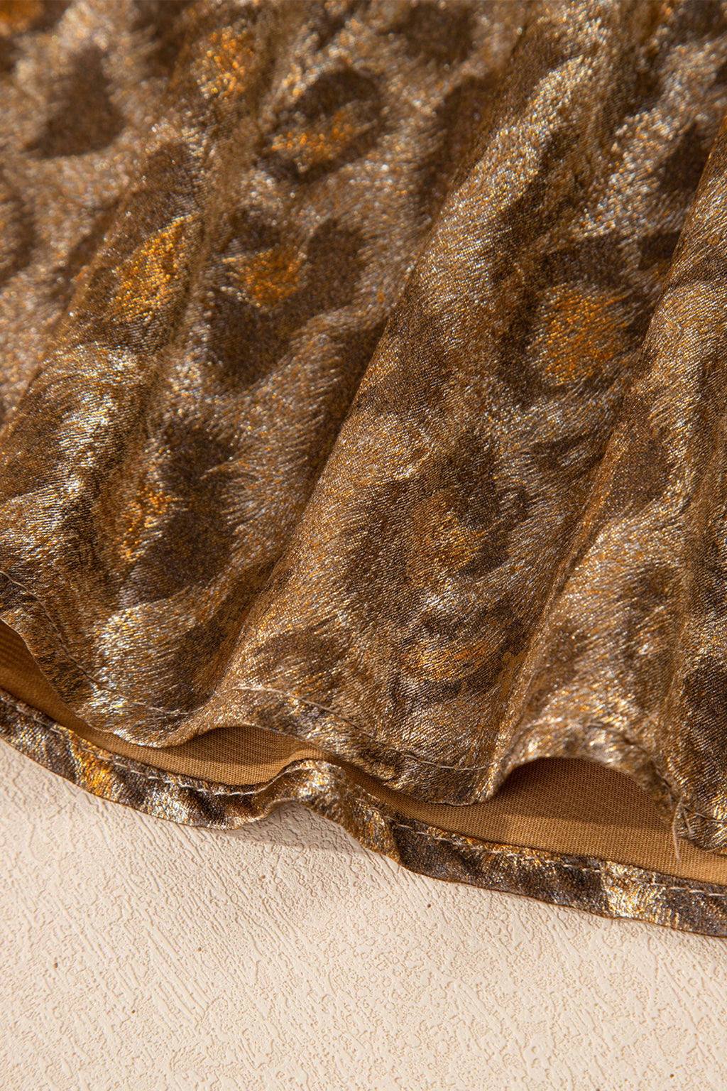 Gold Metallic Leopard Short Sleeve Casual Shirt