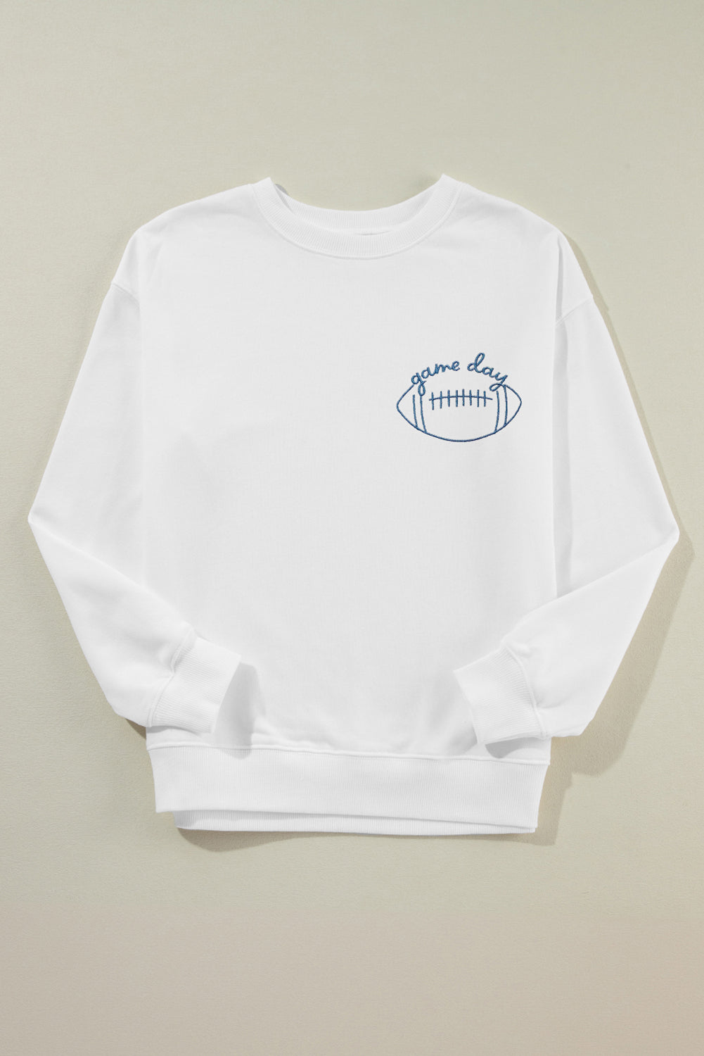 White game day Rugby Embroidered Casual Sweatshirt