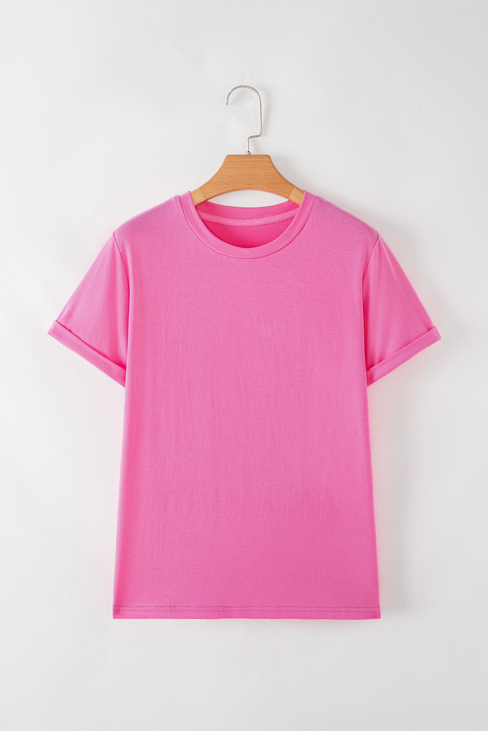 Khaki Casual Plain Crew Neck Tee