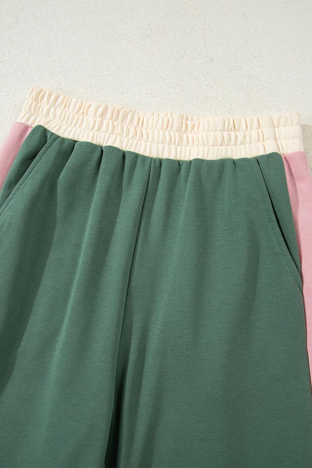 Apricot 2pcs Color Block Pullover Loose Pant Set