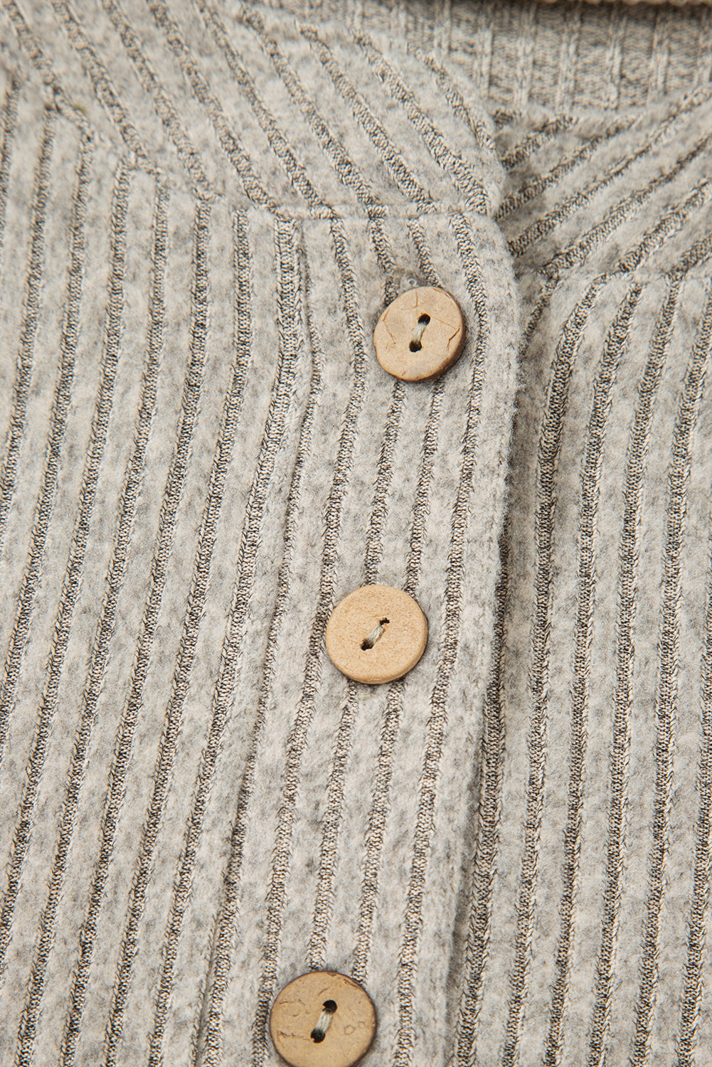Simply Taupe Plus Size Ribbed Knit Kangaroo Pocket Henley Long Sleeve Top
