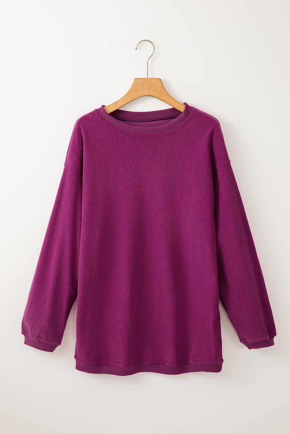 Grass Green Ribbed Corded Oversized Sweatshirt