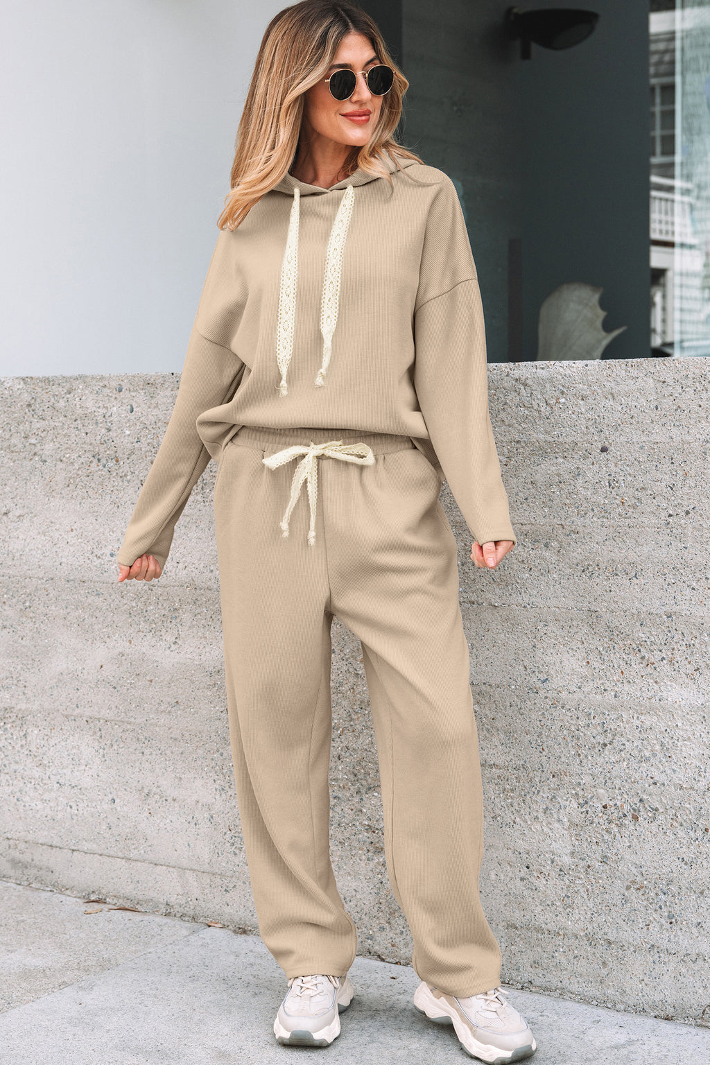 Gray Morn Corduroy Leopard Drawstring High Waist Trousers