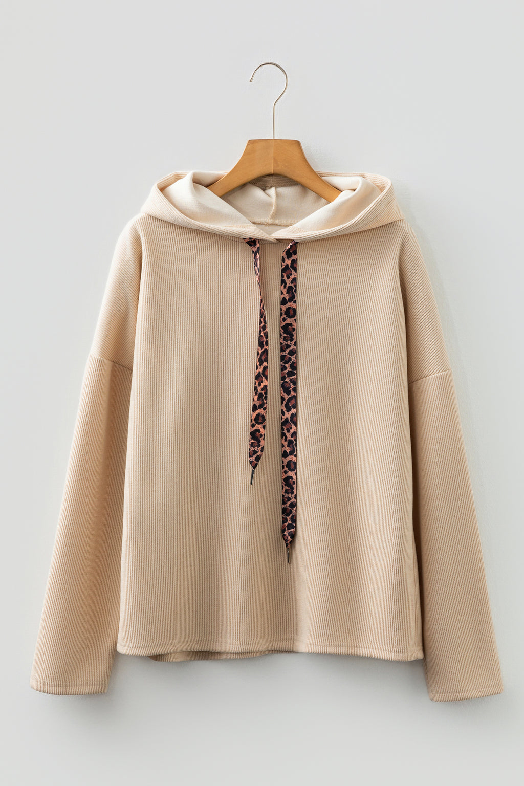 Gray Morn Corduroy Leopard Drawstring High Waist Trousers