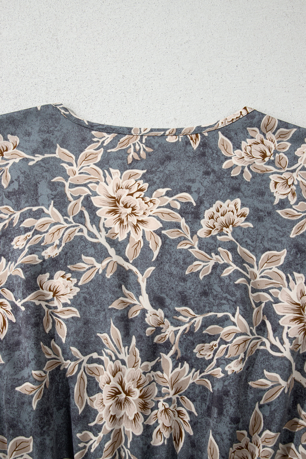 Sky Blue Floral Print Smocked High Waist Long Sleeve Maxi Dress