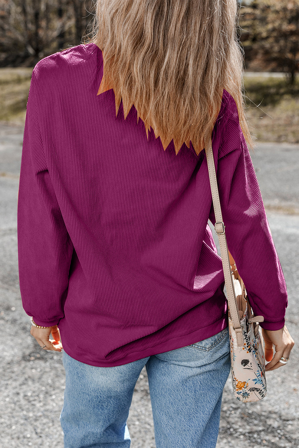 Grass Green Ribbed Corded Oversized Sweatshirt