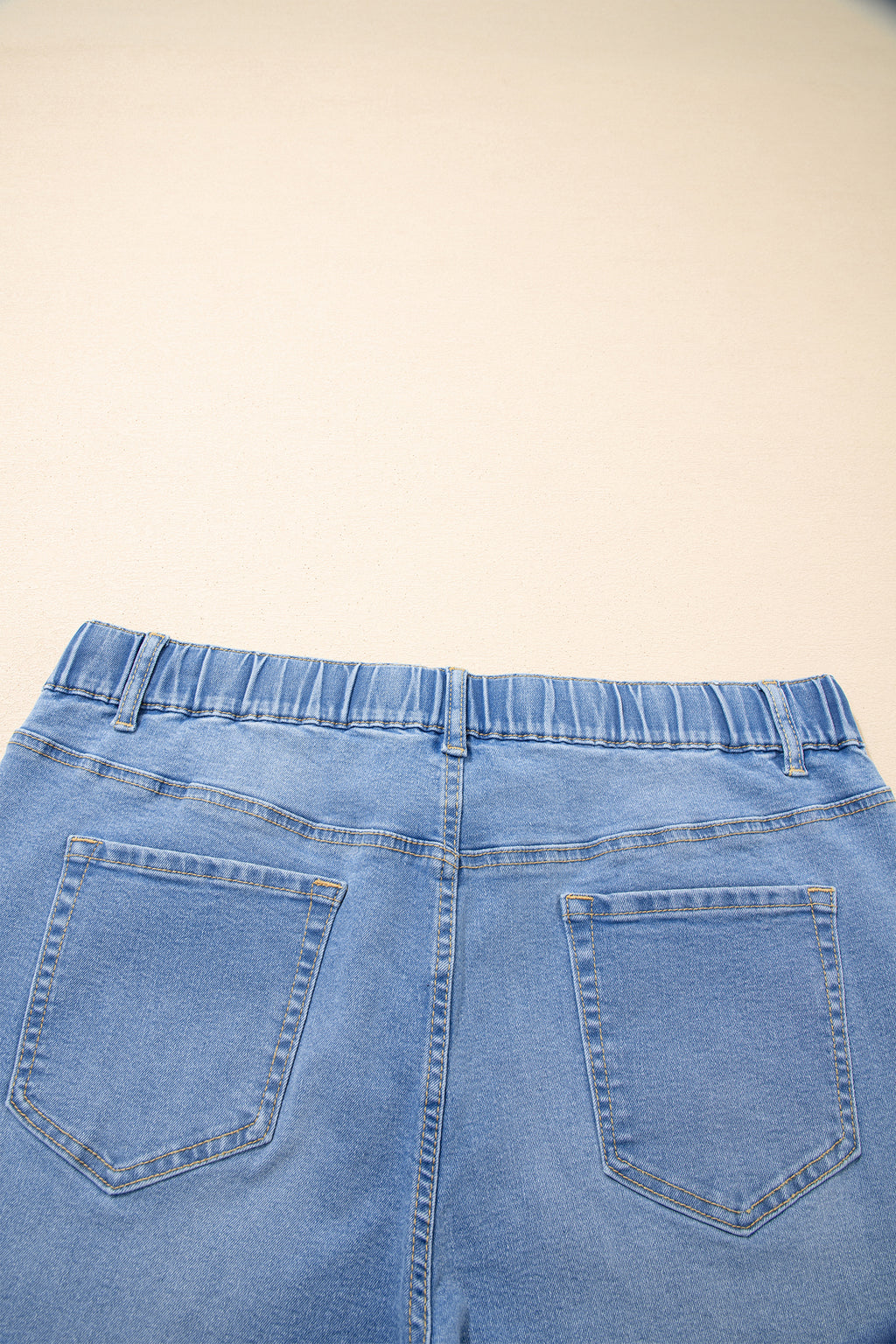 Blue Acid Wash Contrast Lace-up Plus Size Jeans