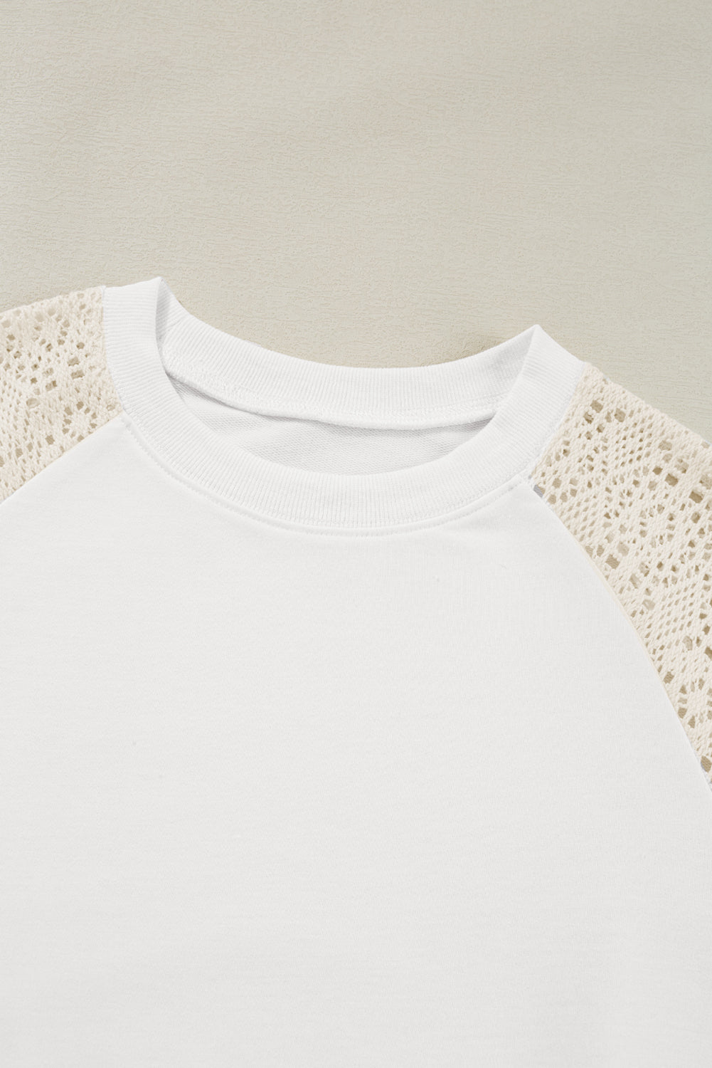 Jet Stream Lace Crochet Short Sleeve Round Neck T Shirt