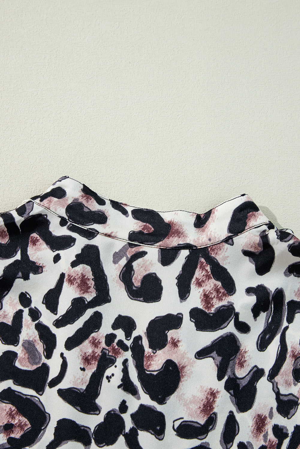 Khaki Leopard Print Buttoned Front 3/4 Sleeve Tiered Ruffled Hem Dress