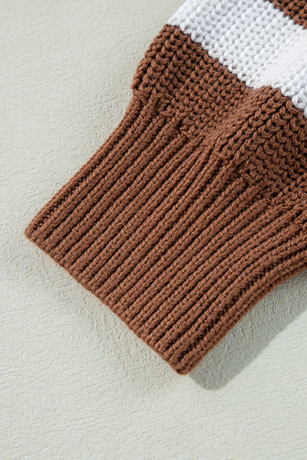 Gray Stripe Geometric Textured Drop Shoulder Sweater