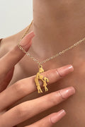 Gold Mother Daughter Heart Pendant Plated Alloy Necklace