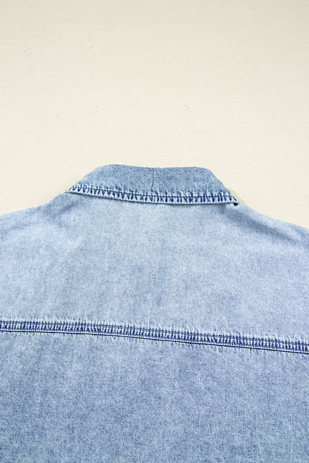 Blue Beau Chest Pocket Raw Hem Denim Loose Shirt Dress