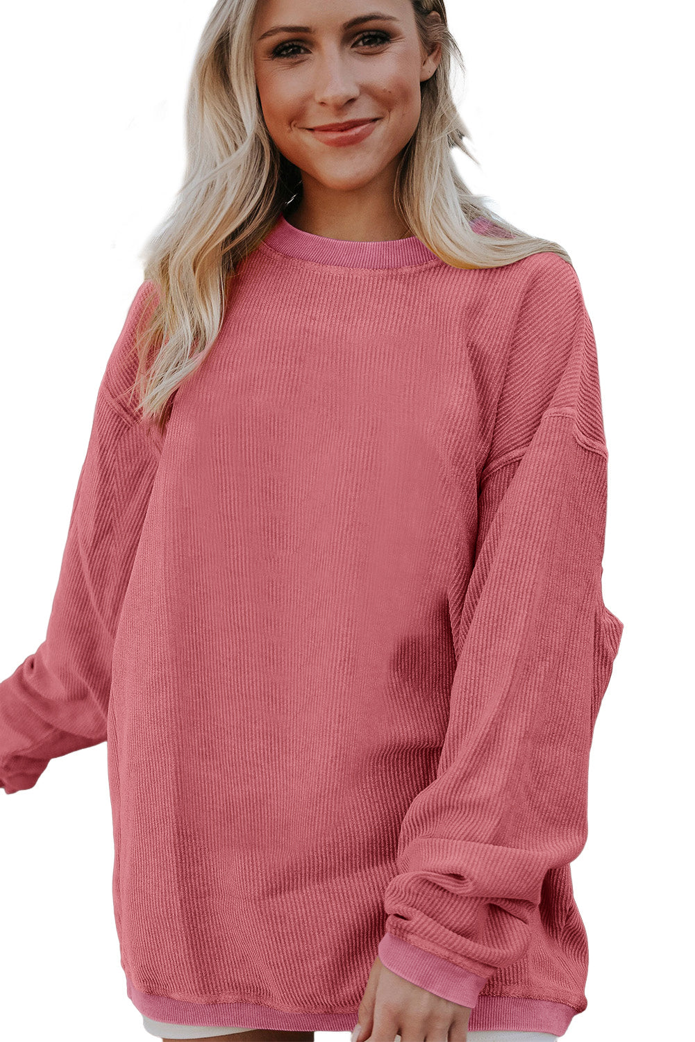 Grass Green Ribbed Corded Oversized Sweatshirt