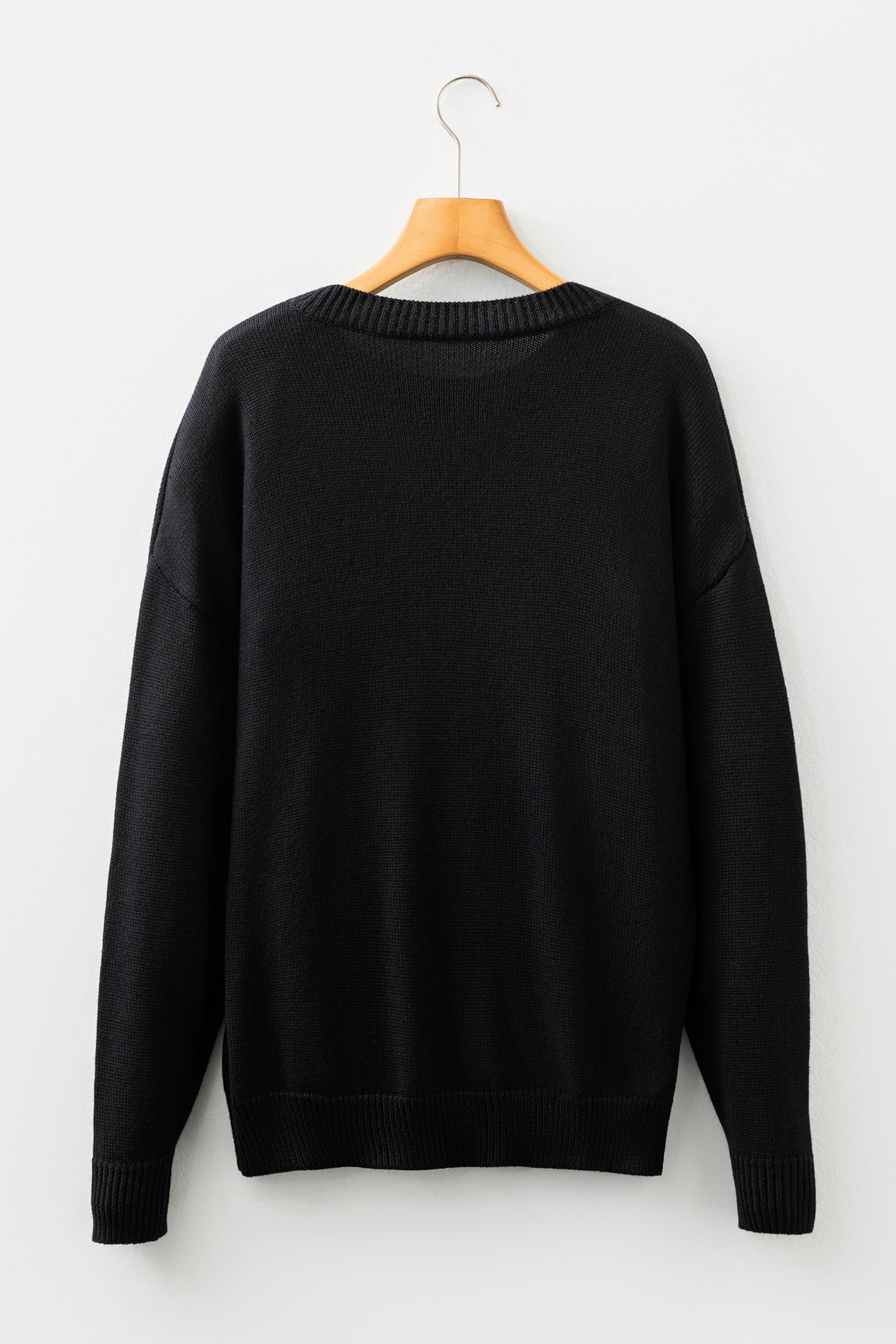 Smoke Gray Merry Colorful Dot Detail Christmas Drop Shoulder Sweater