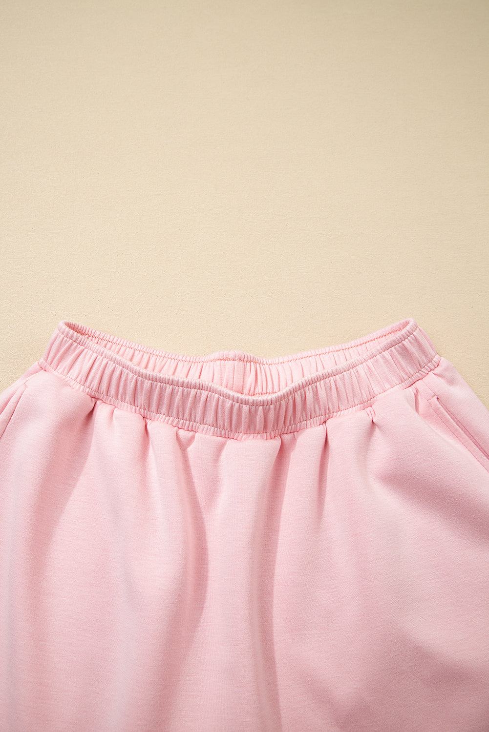 Light Pink Puff Sleeve Pearl Embellished Scallop Trim Top 2 Piece Skort Set