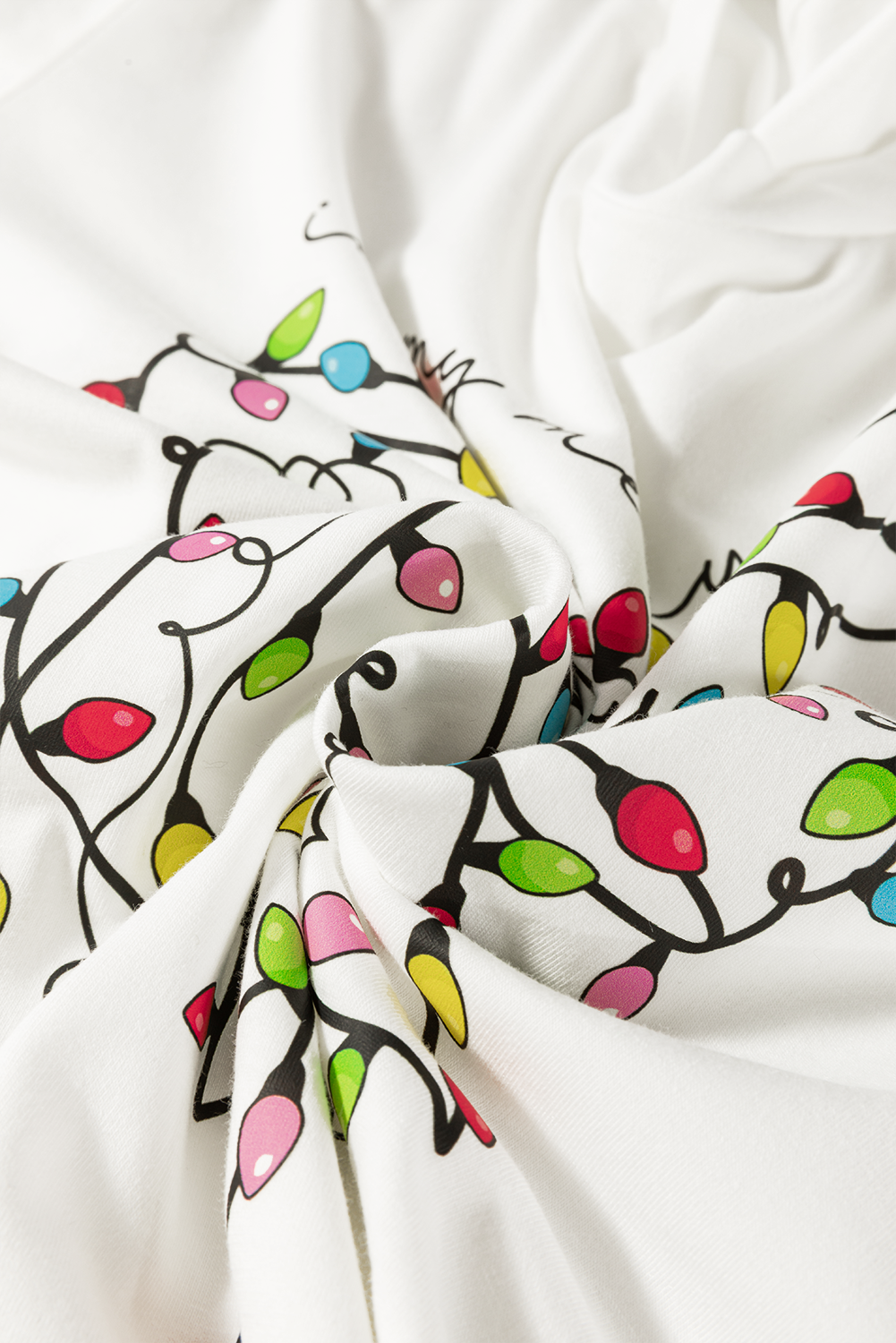 White Colored Light Bowknot Graphic Crewneck T Shirt