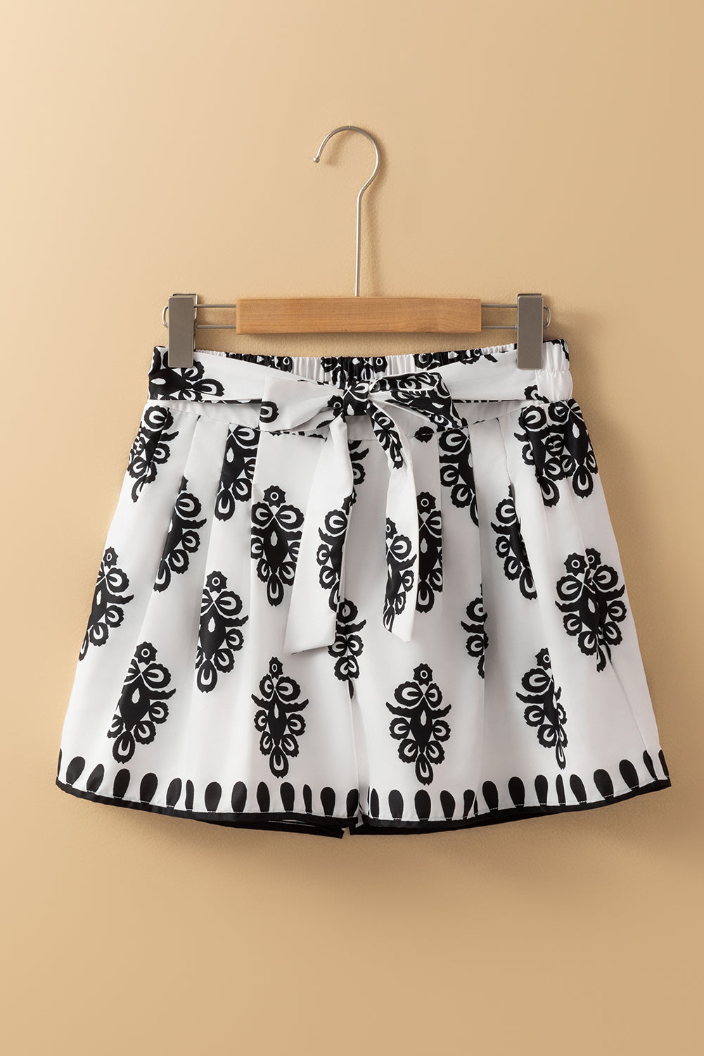 Beige Geometric Printed Sleeveless Hollowed Bowknot Back Mini Dress