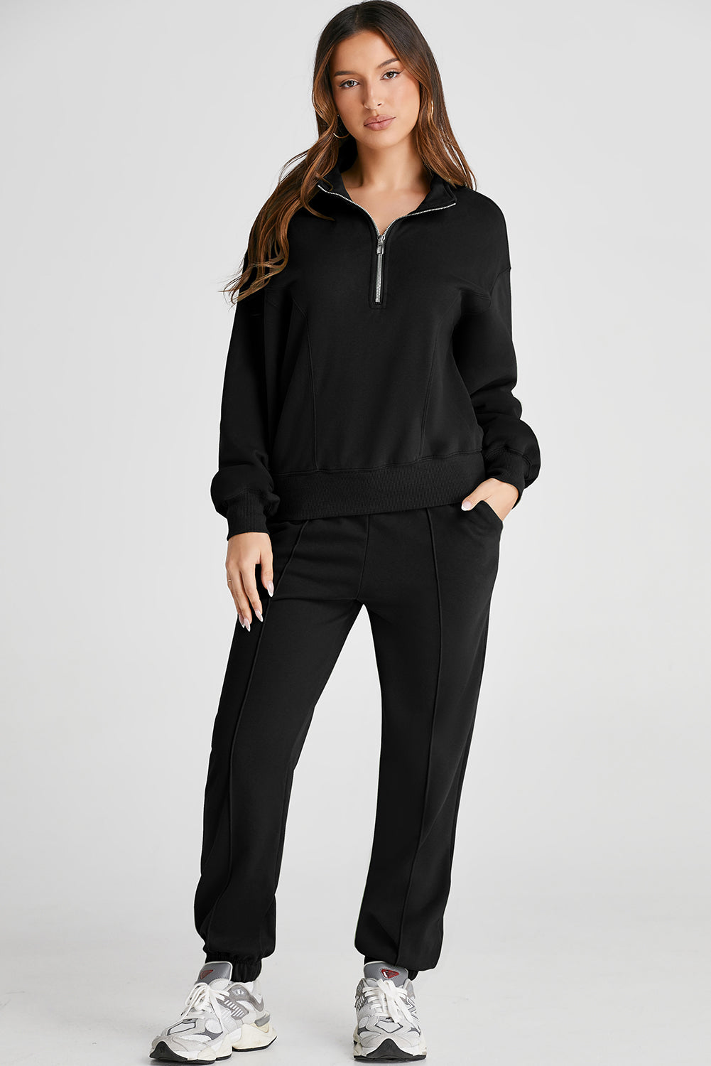 Vineyard Green Half Zip up Pullover Active Top and Joggers Set