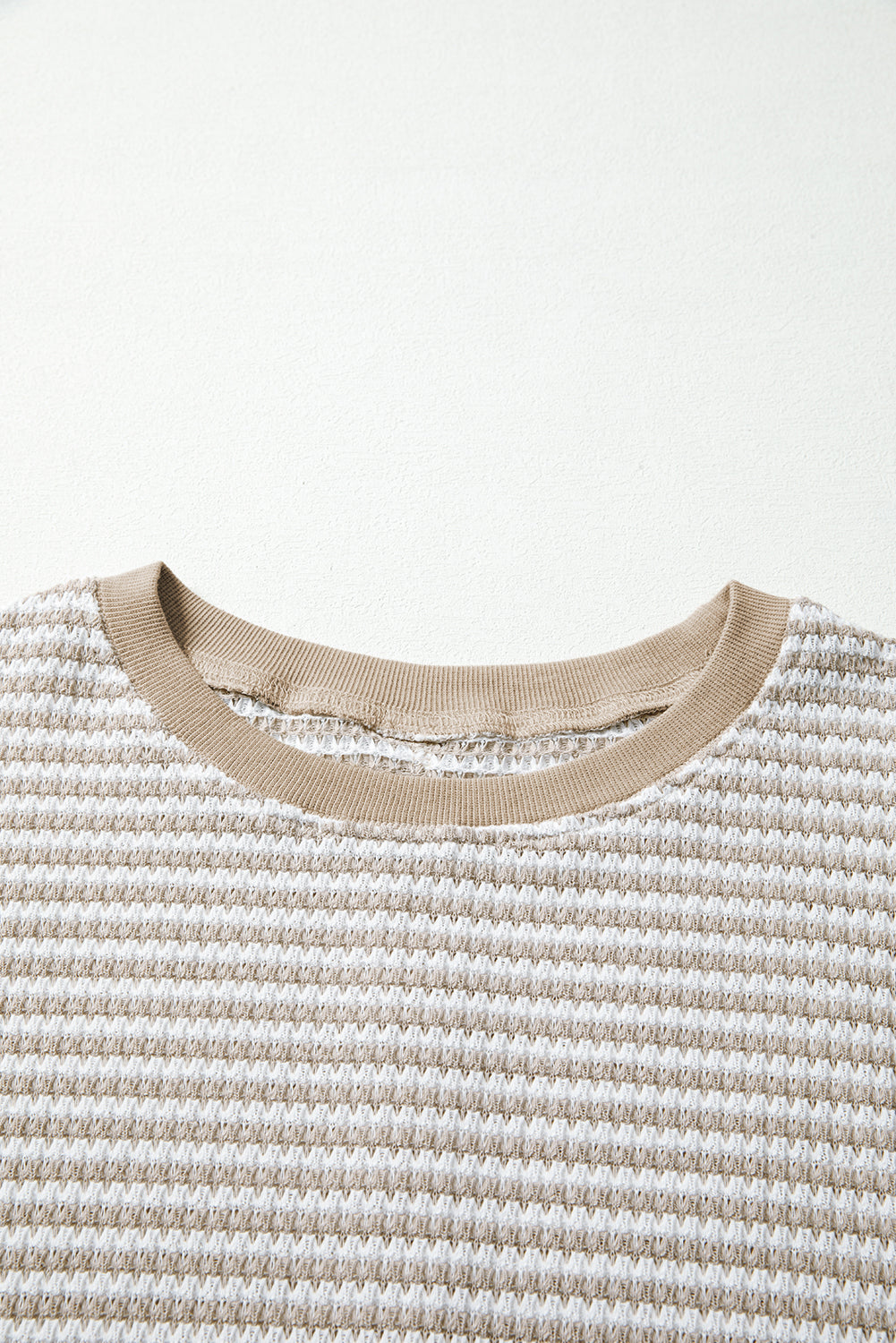 Red Stripe Ribbed Trim Drop Shoulder Long Sleeve Oversize Top