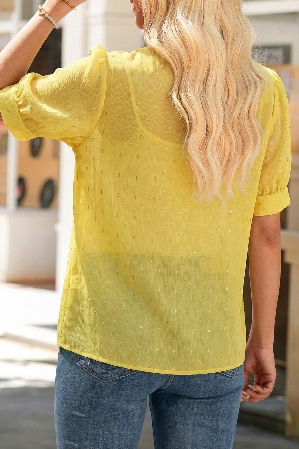 Dusk Blue Metallic Jacquard Short Sleeve Shirt