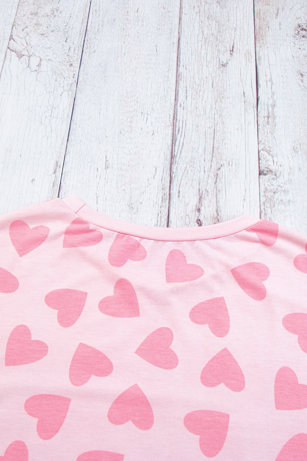 Black Valentine Heart Shape Print Long Sleeve Top Shorts Lounge Set
