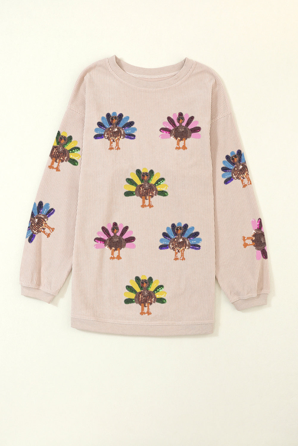 Orange Turkey Graphic Corded Baggy Sweatshirt
