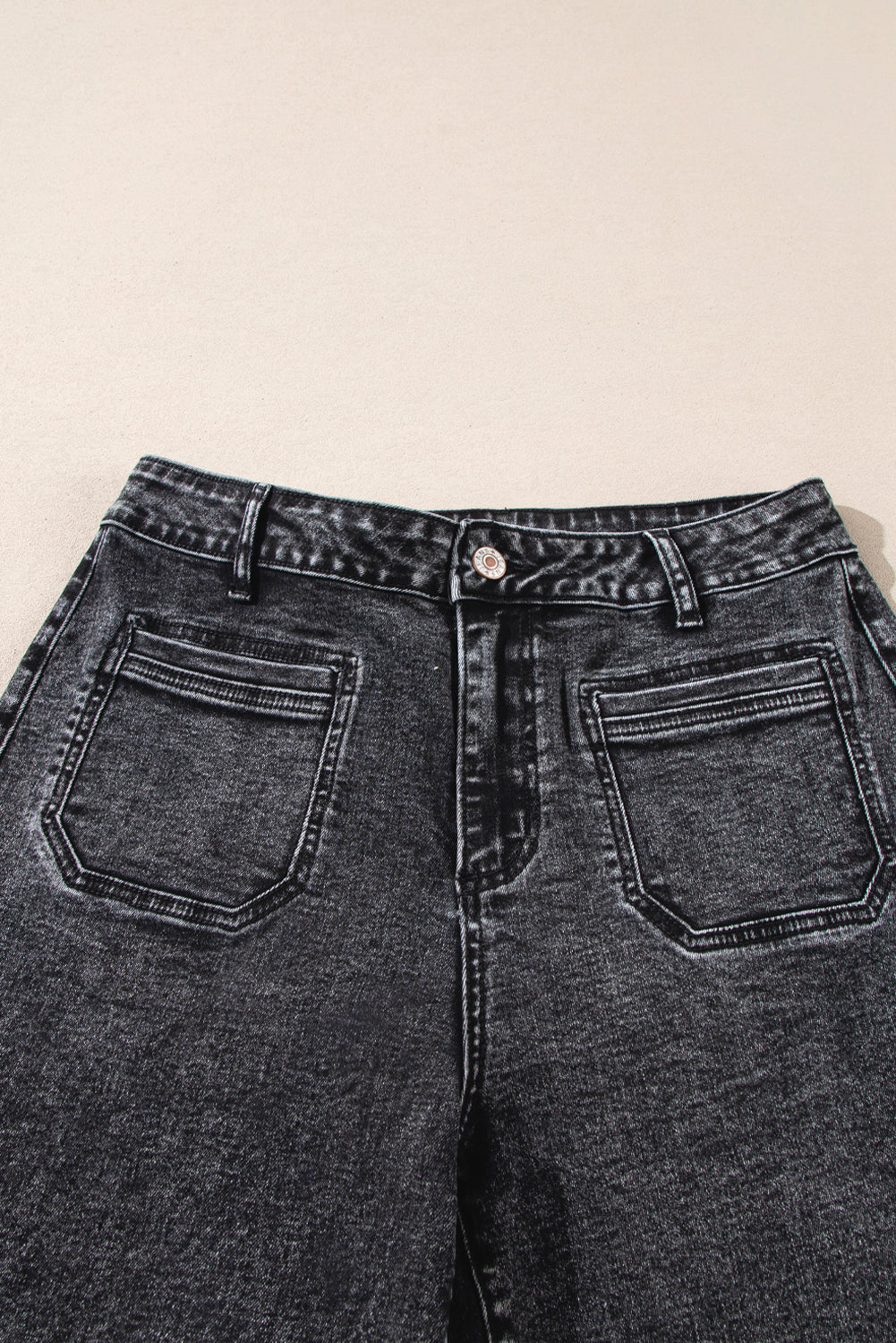 Light Blue Chic Patch Pocket Straight Leg Loose Jeans