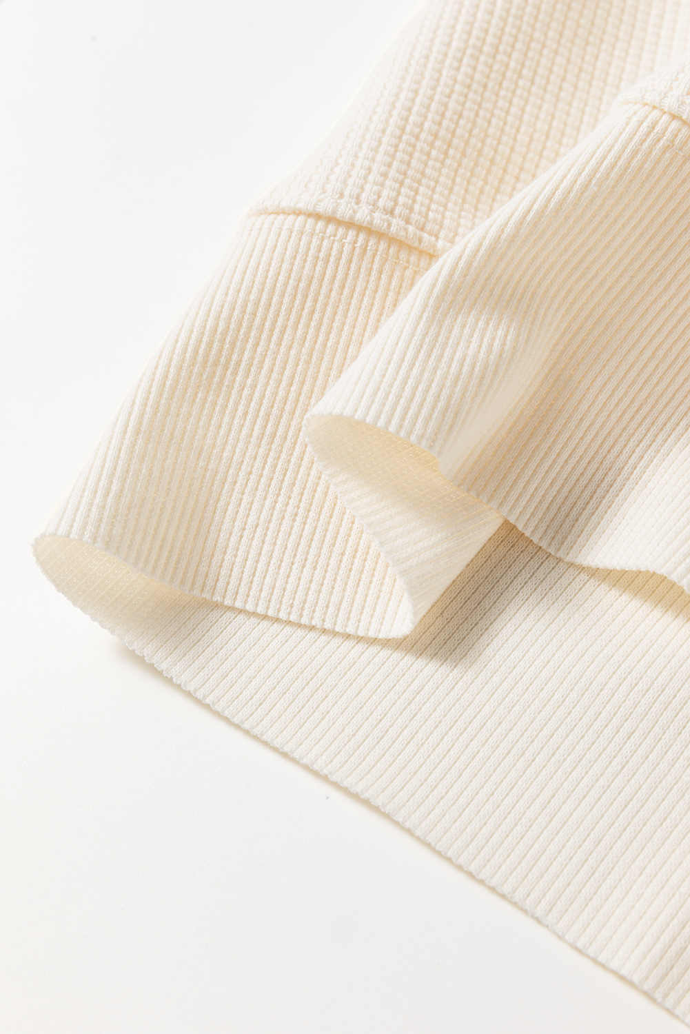 White Waffle knit Bishop Sleeve Split Oversized Top
