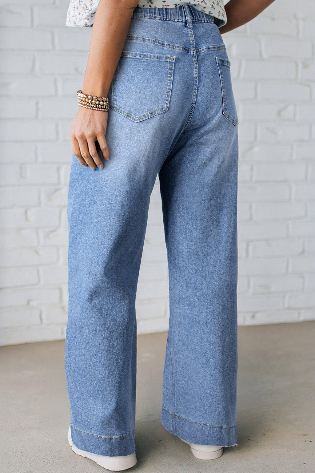 Blue Acid Wash Contrast Lace-up Plus Size Jeans