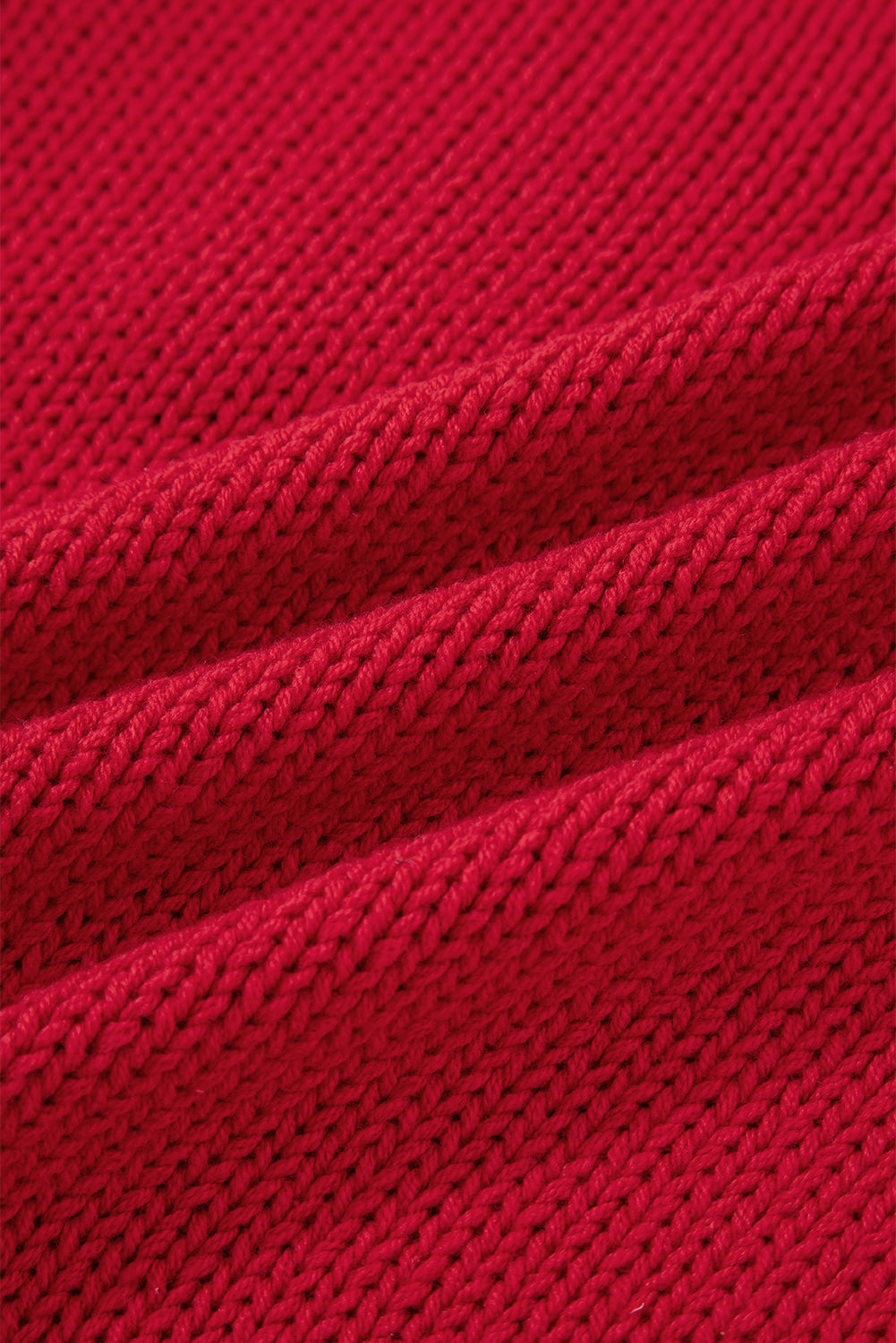 Fiery Red MERRY Color Block Edge Drop Shoulder Cozy Sweater