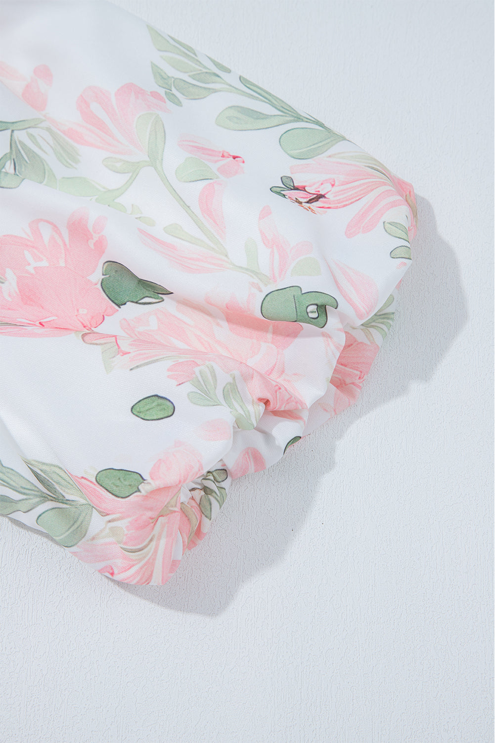 Pink Plus Size Floral Print Striped Detail Short Summer Dress