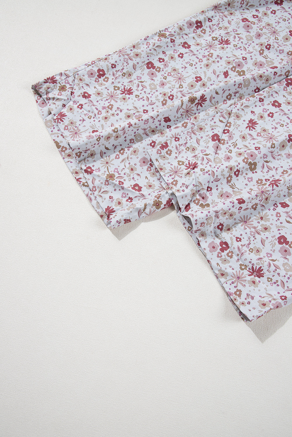 White Smocked Short Sleeve Wide Leg Floral Print Jumpsuit