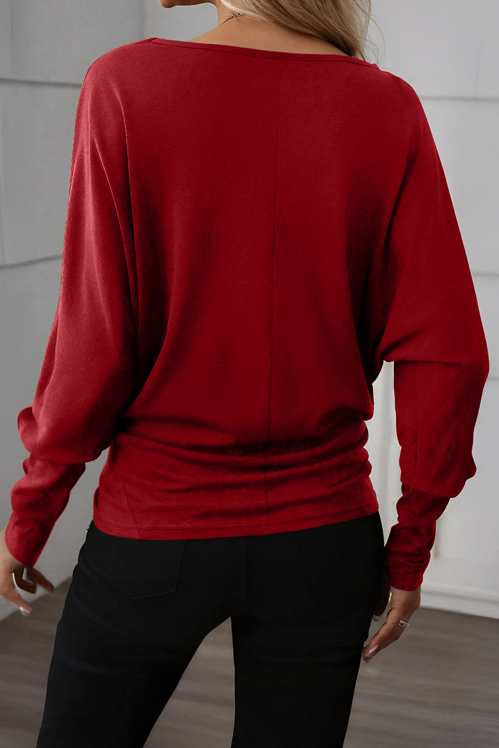 Four Leaf Clover Sequin Santa Claus Patched Dolman Long Sleeve Top